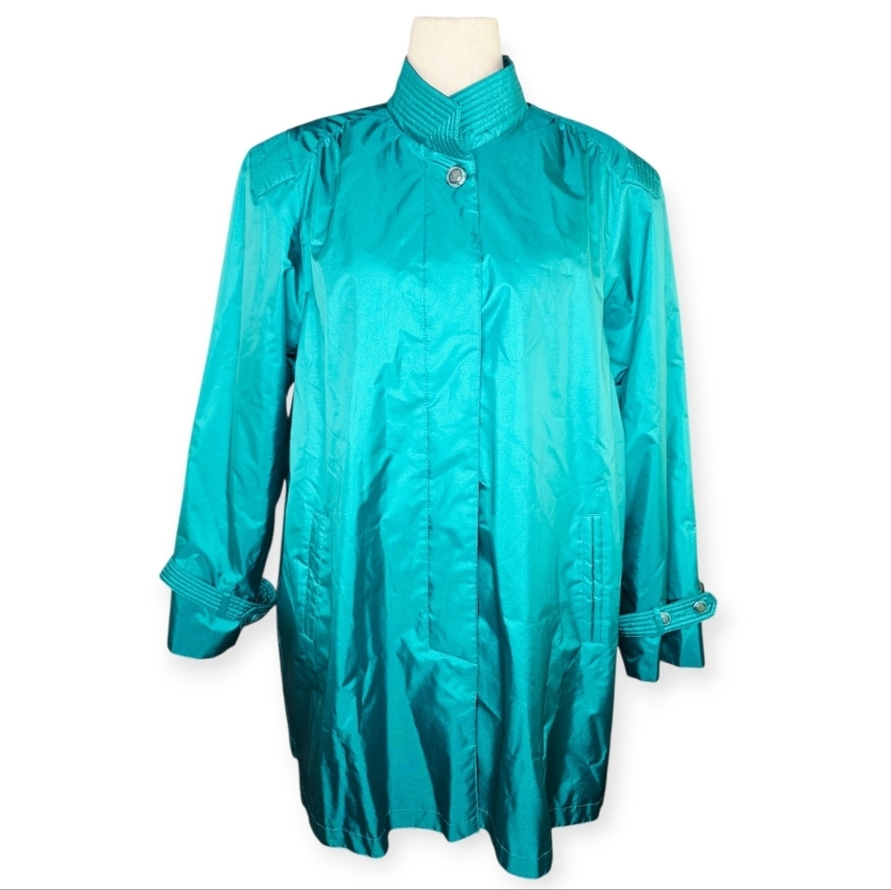 Chiango by Fleet Street Teal Vintage Rain Trench Coat Women’s 16